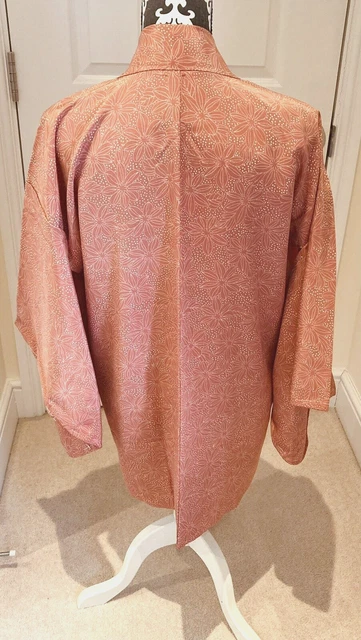 Giacca Kimono Haori INUTILIZZATA Donna"" Giapponese Pesca Dusky ""Fiori e Punti"" 10-14