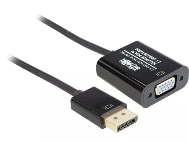 Tripp Lite DisplayPort to VGA Active Cable Adapter, DP 1.2, Converter for DP to