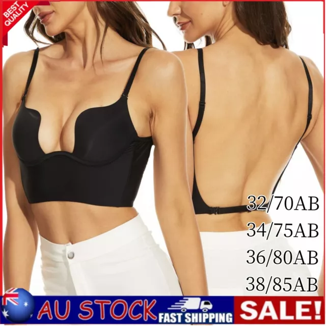 WOMEN LOW BACK Bra Wire Lifting Deep U Backless Bra With Convertible Clear  Strap $25.27 - PicClick AU