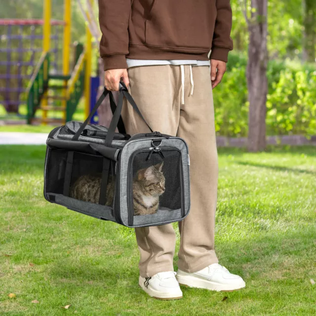 PawHut 3-in-1 Haustiertrolley Hundebox, Transporttasche mit Teleskopgriff Rädern