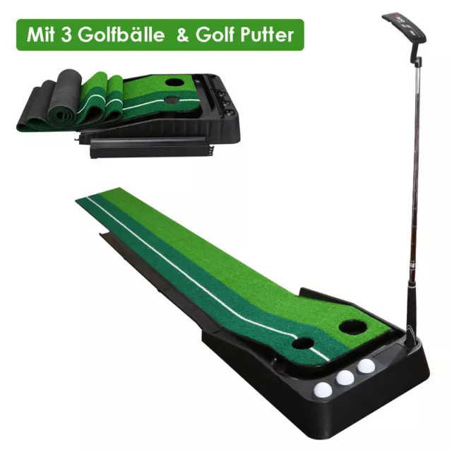 Golf Puttingmatte 2,5m Golf Abschlagmatte Golf Übungsmatte Training Golfbälle
