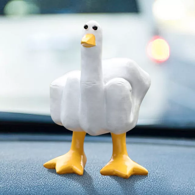 Middle Finger Small Duck Sculpture Resin Funny Duck Statue Creative Desktop Gift