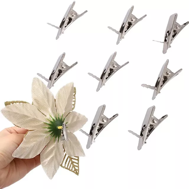 50Pcs Metal Clips for Christmas Flower Tree Ornament Fixed Clip Xmas Noel Wreath