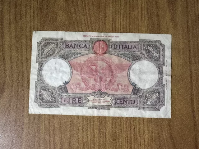 Banconota Regno D’ Italia Lire 100 Roma Guerriera Fascio Roma 17 6 1935 2