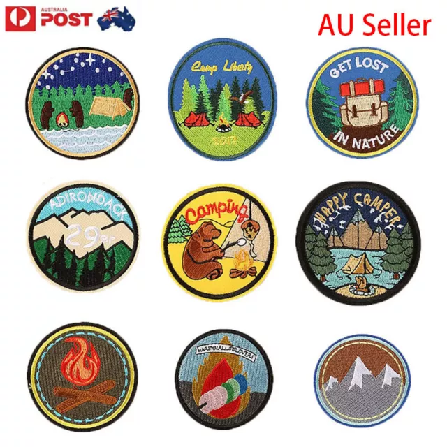 NEW AU STOCK Outdoor Hiking Camping Patch Embroidered Applique IRON ON Patches