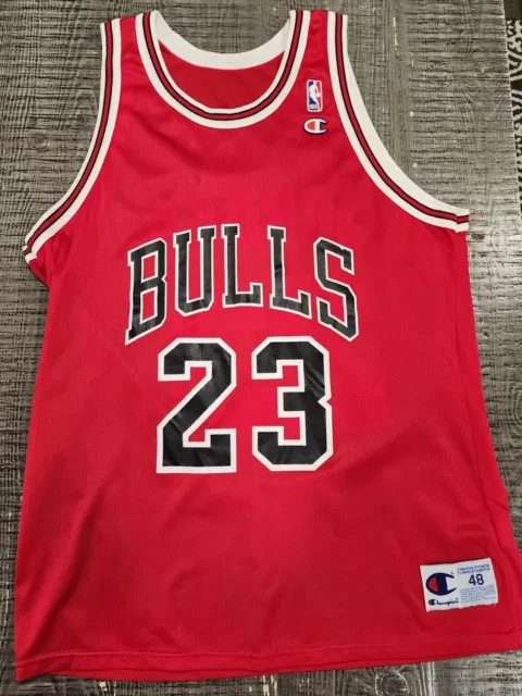 Champion Youth XL 18-20 Bulls #23 Michael Jordan Pin stripe Jersey Shirt