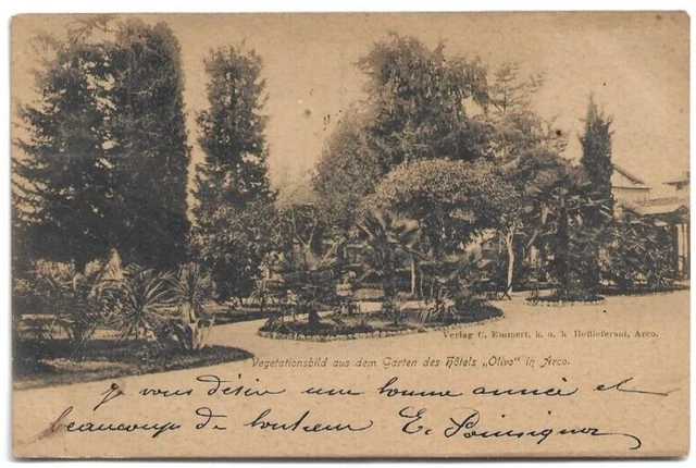 Cartolina Di Trento ,Arco - Garten Des Hotel "Olivo" - 1899!