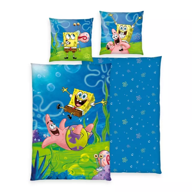 Spongebob Linge de Lit Réversible Set 2 Parties 135 X 200 CM 80 x 80cm