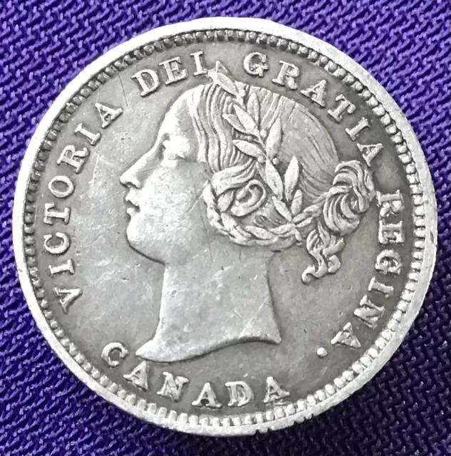 CANADA 1900 Victoria 10 Cents Silver Coin Wide 1 Variety Excellent #H5099