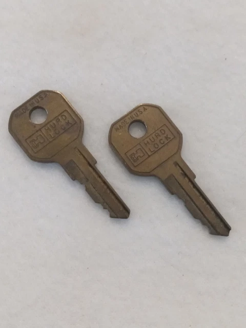 Lote de 2 llaves vintage HURD LOCK hecho en EE. UU. ~ 1-3/4" ~ usado ~ ¡envío rápido!