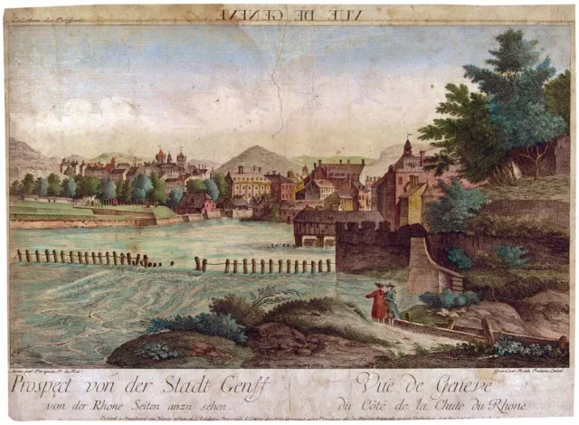 Genf. - Guckkastenblatt. Altkolorierter Kupferstich. Um 1780