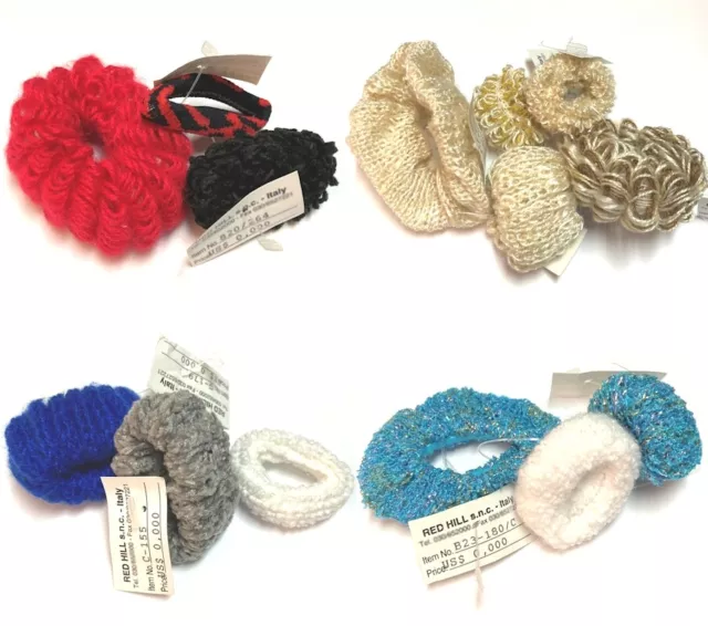 Red Hill Girl Fabric Fuzzy Ponytail Holder Scrunchie Women Vintage Made in Italy