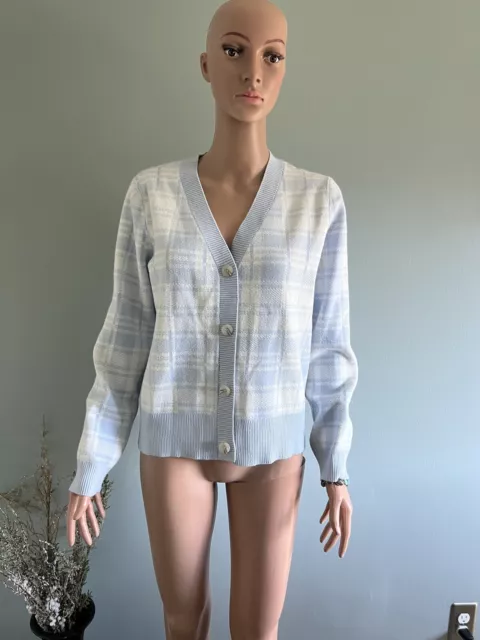 Cece Baby Blue V Neck Cardigan   Buttons Size M