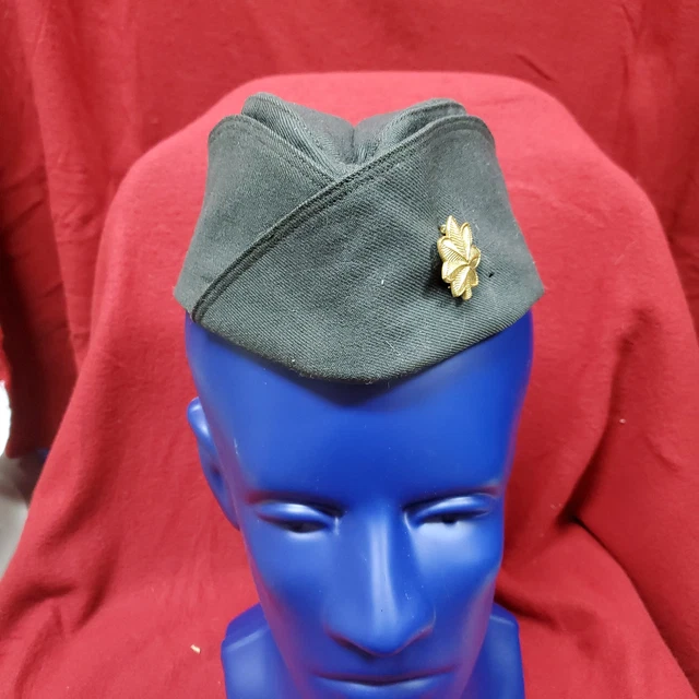 Vintage 1960 Women's 23 1/2 OD Wool Army Military Green 44 Garrison Cap (10s17)