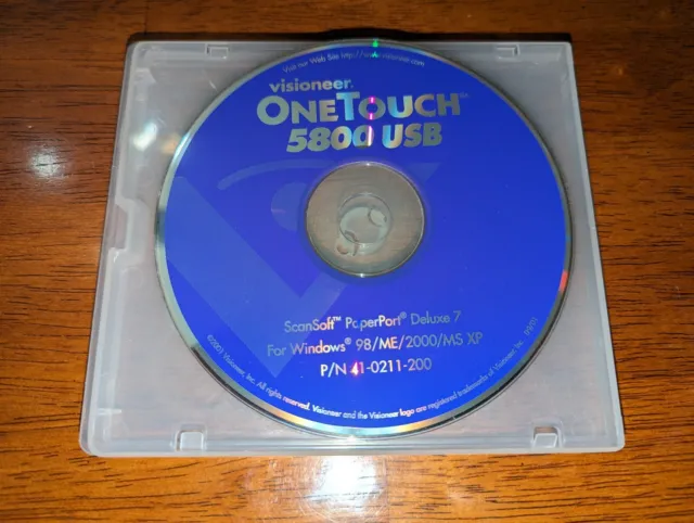 Visioneer  One Touch 5800 USB CD Disc C-2001, Paper Port Deluxe 7 For Windows