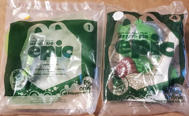 McDonald's 2013 Sealed Happy Meal Lot 2 Epic # 1 & 4 Ronin Glider Mub Grub ring