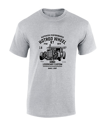 Hotrod Wheel Custom Mens T Shirt Cool Car Design Gift For Dad Motorbike Cars