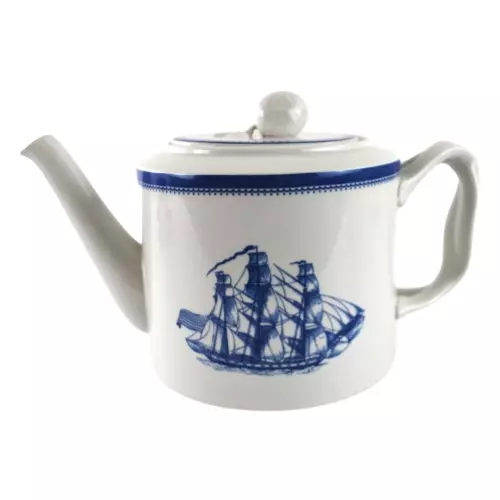 Teiera Clipper Blu Spode Grande 21⁄4 Pinta S3611 Spedizioni Grand Turk Recovery of Salem