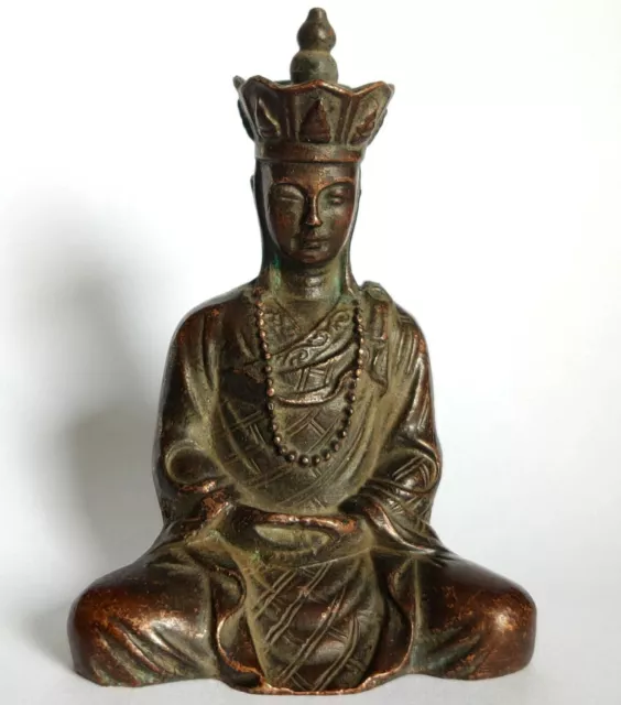 Antique bronze Tibetan Ksitigarbha Buddha Buddhism Bodhisattva statue 9cm