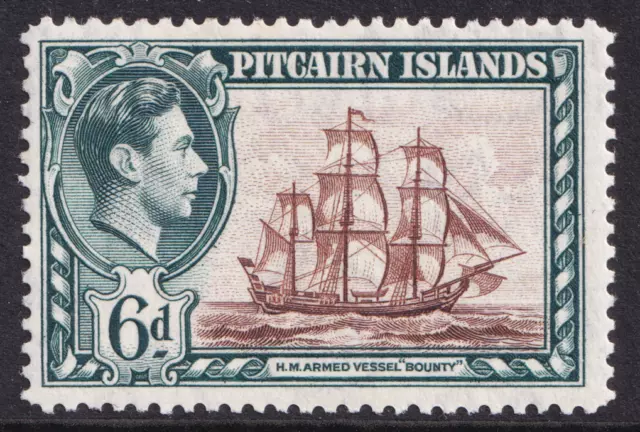 Pitcairn Islands KGVI 1940-51 6d Brown Deep Greenish Grey SG6 Mint MNH