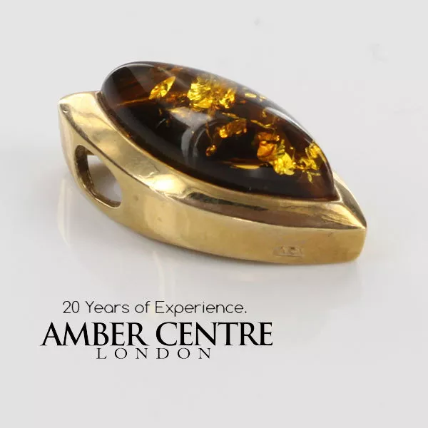 Italian Made German Green Baltic Amber Pendant in 9ct Gold - GP0053G  RRP£225!!!