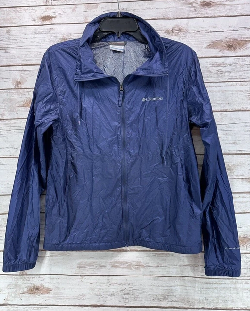 Columbia Omni-Heat Windbreaker Size Medium Packable Blue Jacket Running