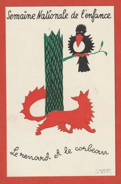 Cpa - Fantaisie - Fables - Le Renard Et Le Corbeau - Illustree Par F. Lesourd