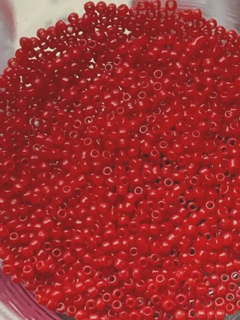 Antique Micro Seed Beads 14/0-16/0 Chinese Carnelian Red Greasy Opaque-4g Bags