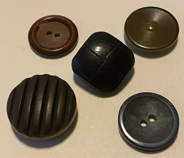 Lot De 6 Boutons Vintage Bleu Mat à 2 Trous, Diamètre 27 Mm - Occasion, Origine France