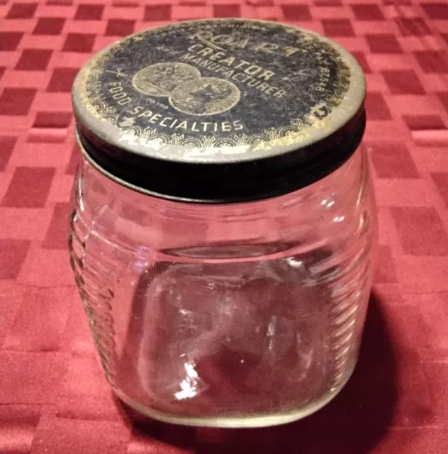 Vintage General Store Glass Jar W/Lid Ribbed Corners Roart or Poart Hazel Atlas