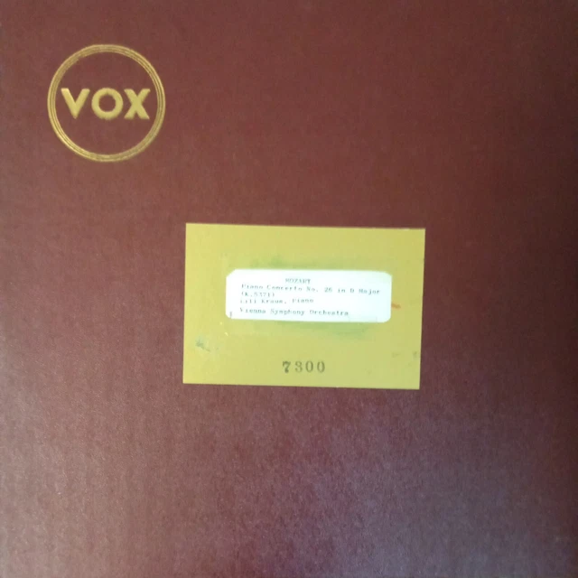 Vox Pl 7300 Mozart Piano Concerto #26 K.537 *Lili Kraus Vso Moralt* Ex+/Nm Vox Pl 7300 Mozart Piano Concerto #26 K.537 *Lili Kraus Vso Moralt* Ex+/Nm