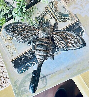 Bumblebee Vintage Forged Cast Iron Handcrafted Artisan Coat Key Wall Hook Bee