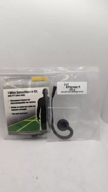 IMPACT Gold Series 1-Wire Surveillance Kit With PTT Wire Only Plus Ear Hook