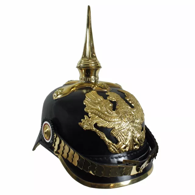 WW1 German Prussian Pickelhaube with Cruciform Base - Repro Helmet Army Soldier