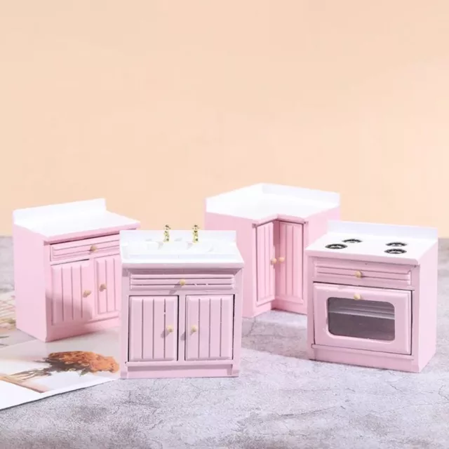1:12 Dollhouse Miniature Furniture Wooden Wash Basin Model Cabinet Set  Kitchen