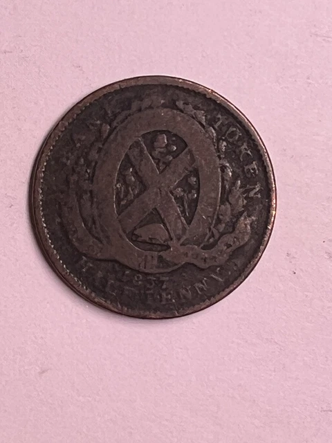Bas Canada, Bank of Montreal Half Penny Token, 1837, LC8D1, Copper