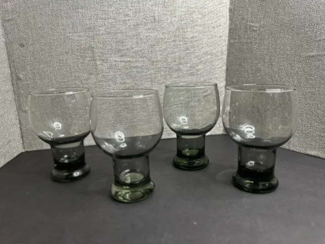 Vintage MCM Libbey Stax Smoke Gray Glasses Barware /Glassware (4pc)