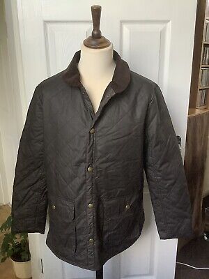 Mens John Rocha Jacket, Dark Brown, Cord Collar, Quilted Stitching, Size Large
