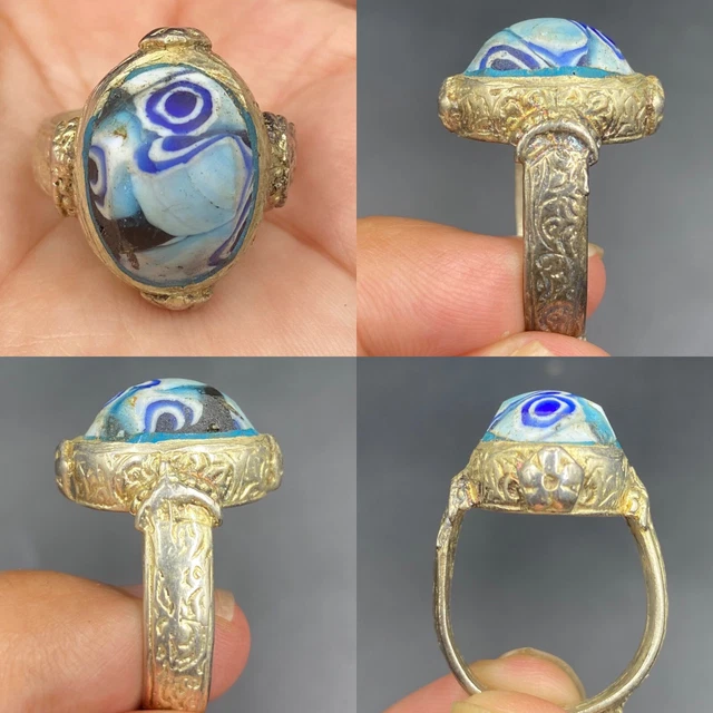 Beautiful Ancient Roman rare mosaic glass old ring