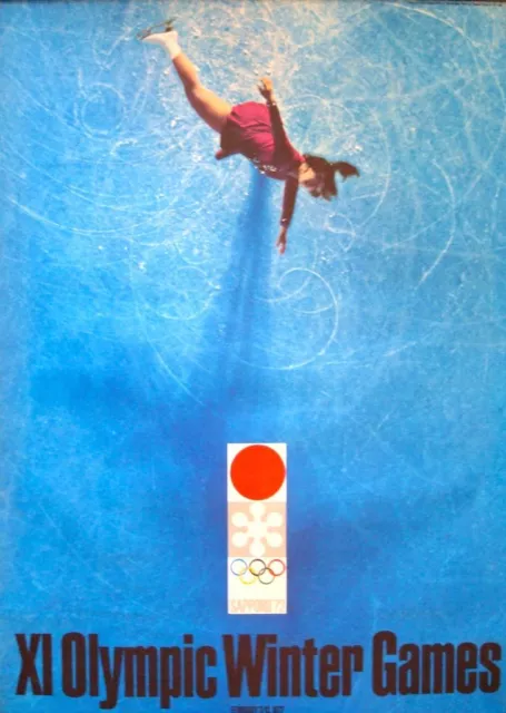 SAPPORO 1972 WINTER OLYMPICS ICE SKATING Japanese B1 poster 29x41 SUPERB Art
