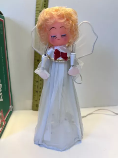 VTG Angel Tree Topper 10 Lite Lighted Blinking Lights In Original Box Christmas