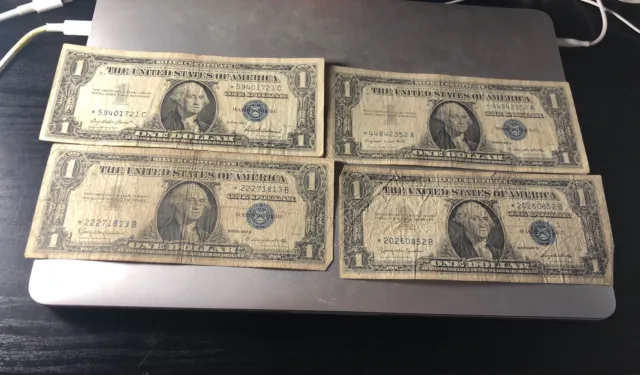 (4) $1 Star 1957 Silver Certificate One Dollar Blue Seal Notes