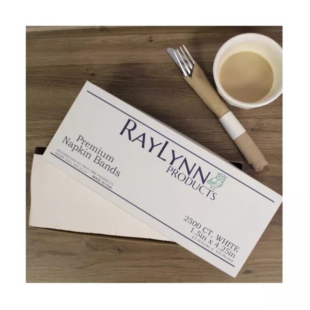 RayLynn Products, Pack of 5,000 White Premium Napkin Bands, Self-Adhesive 1.5...