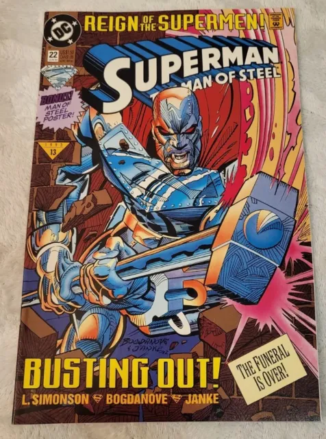 Superman The Man Of Steel #22 DC Comics Reign of Supermen Busting Out! NM 1993