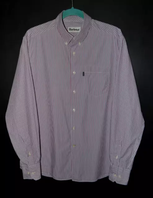 Camicia Barbour da uomo a righe a maniche lunghe, taglia casual UK L US M