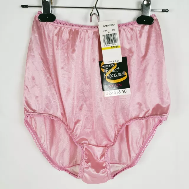 Vtg Warners Perfect Measure Nylon Brief Panty Womens 7 Pink Granny Sheer 55184