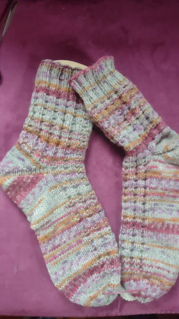 Selbstgestrickte Socken Größe 39/40, 6-fach Wolle Lana Grossa