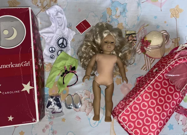 American Girl Doll Caroline Abbott Retired Bundle 18” Doll Accessories Included