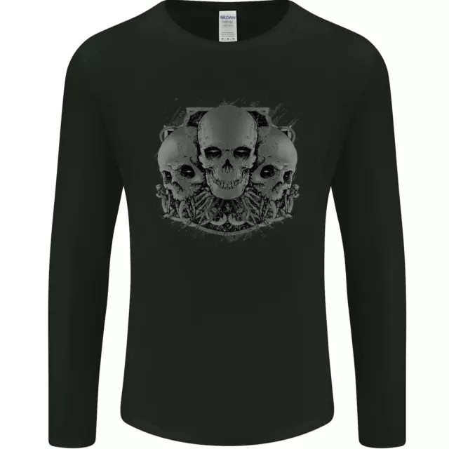 T-shirt a maniche lunghe Gothic Skulls Biker moto da uomo