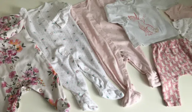 0-3 Months Beautiful NEXT Baby Girl Clothes Sleepsuit Vest Bundle ALL NEXT